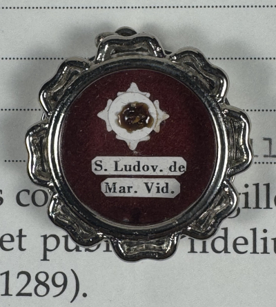 1995 Vatican documented reliquary theca with relic of St. Louise de Marillac, cofounder of Daughters of Charity