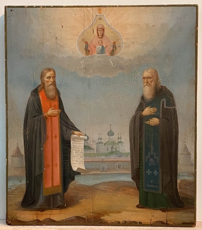 Russian Icon - Saints Zosima and Sabbatius, Founders of the Solovetsky Monastery