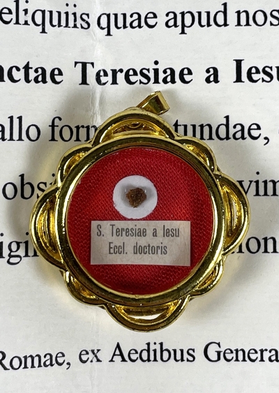Modern documented reliquary theca with first-class relic of Saint Teresa of Ávila (St. Teresa of Jesus)