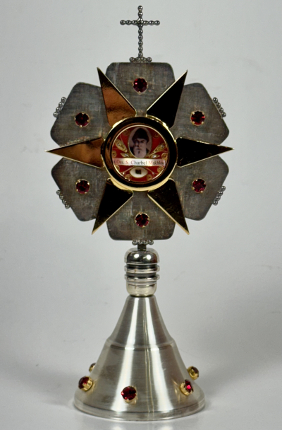 2005 Documented reliquary monstrance with a relic of Maronite St. Charbel Makhlouf, O.L.M