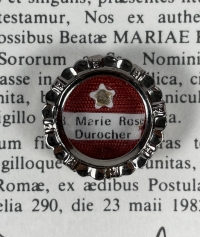 1982 Documented reliquary with relic of the Blessed Maria Rosa Durocher, founder of the Sisters of the Holy Names of Jesus and Mary