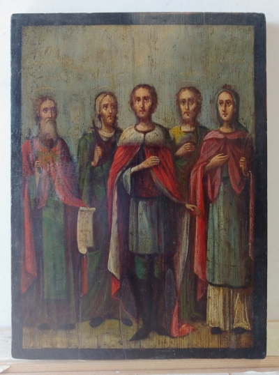 Russian Icon - St. Grand Prince Alexander Nevsky and 4 Selected Saints