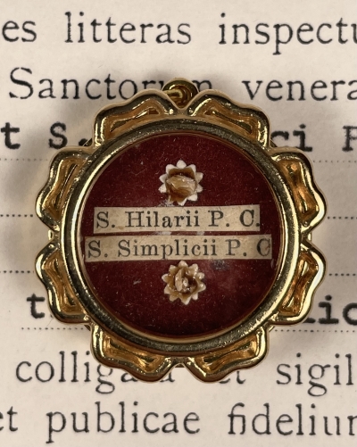 1993 Vatican documented reliquary theca with relics of 2 Popes: Pope Hilarius &amp; Pope Simplicius