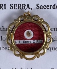 1988 Documented reliquary theca with relics of St. Junipero Serra, the Apostle of California