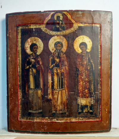 Russian Icon - Saints Shamona, Guria, and Deacon Abibus of Edessa (Samon, Gury &amp; Aviv)