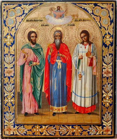Russian Icon - Saints Simon, Gury, and Aviv - Patrons of the Holy Matrimony