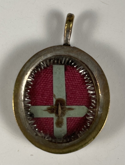 Small reliquary theca with rare relic of the Cross of St. Peter, Apostle