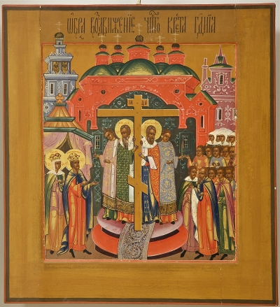 Russian Double-Sided Icon - the Holy Mandylion and the Elevation of the Cross