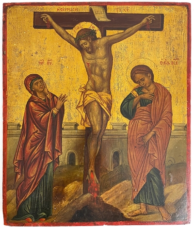 Greek Icon - Crucifixion of Christ with Mourners