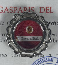 1988 Documented reliquary theca with relic of St. Gaspar del Bufalo, founder of the Missionaries of the Precious Blood