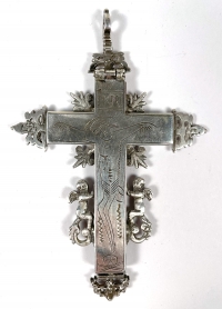 Fine Silver Pectoral Cross with Relics of Christ&#039;s Passion: of the Cross, of the Scepter, of the Sponge, Sweat Cloth, of the Crown of Thorns, of the Spear, of the Nail