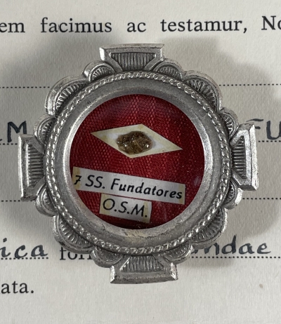 1988 Documented reliquary theca with relic of the 7 Holy Founders of the Servite Order