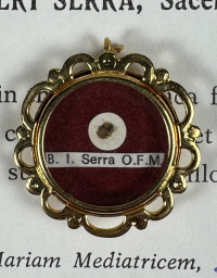 1988 Documented theca with relic of St. Junípero Serra O.F.M., Apostle of California