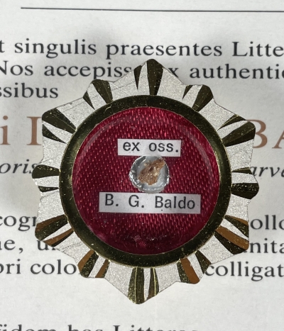 1990 Documented reliquary theca with relics of the Blessed Giuseppe Baldo, founder of Little Daughters of Saint Joseph