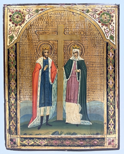 Fine Russian Icon - St. Constantine &amp; St. Helena, Equal to Apostles