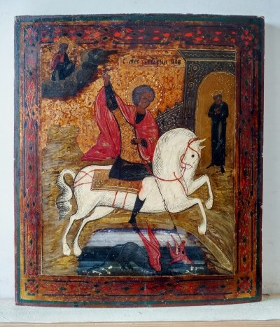 Russian icon - Miracle of St George Slaying the Dragon