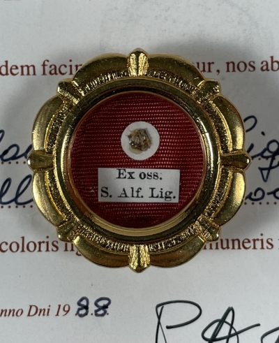 1988 documented reliquary theca with relics of St. Alphonsus Maria de&#039; Liguori, founder of the Redemptorists Order