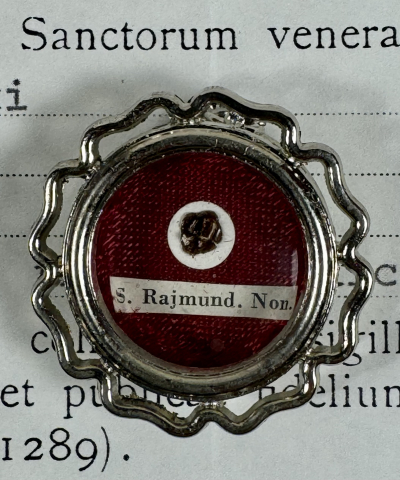 1993 Vatican documented theca with relic of St. Raymond Nonnatus, patron saint of childbirth