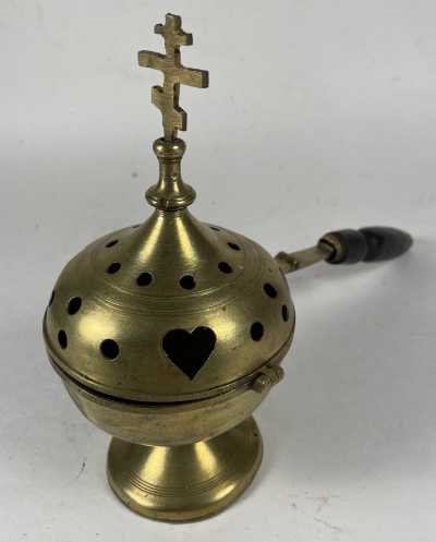 Antique Russian Orthodox brass Hand Censer (Katzion)