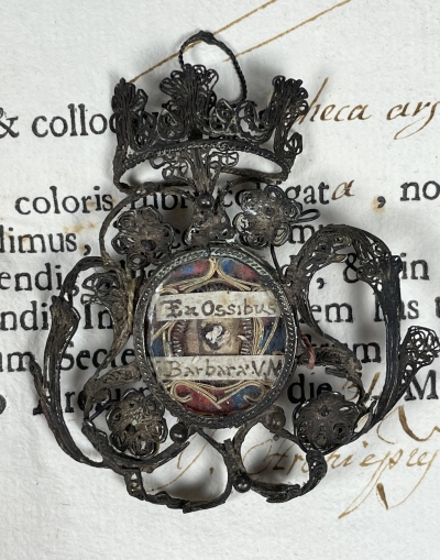 1787 Documented reliquary with relics of St. Barbara, the Great Martyr