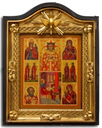 Russian icon - Angel of Blessed Silence, Mother of God in kiot shadow frame
