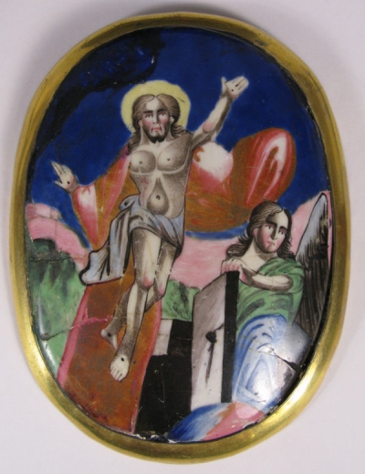 Russian Religious Finift Porcelain Placquette of the Resurrection