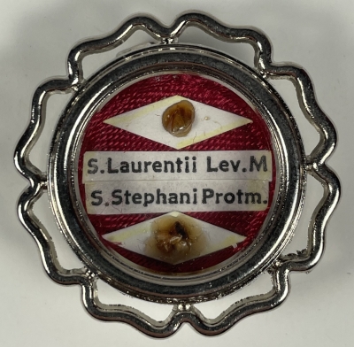 Vatican Reliquary theca with relics of 2 Martyrs: St. Lawrence of Rome &amp; St. Stephan Protomartyr