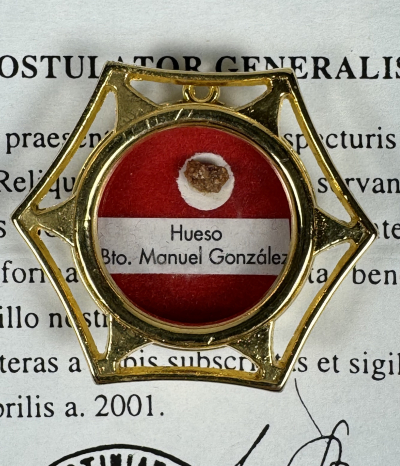 2001 Documented reliquary theca with relic of St. Manuel González García, the Bishop of the Tabernacle