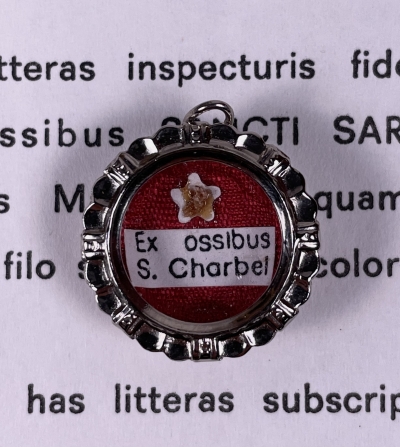 Documented reliquary theca with relics of Maronite St. Charbel Makhlouf, O.L.M., Miracle Monk of Lebanon