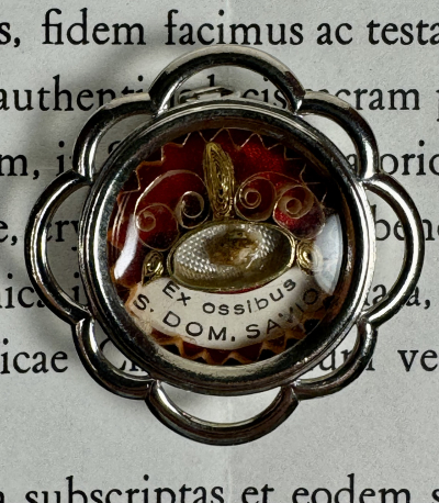1984 Documented reliquary theca with relic of St. Dominic Savio, patron of falsely accused people