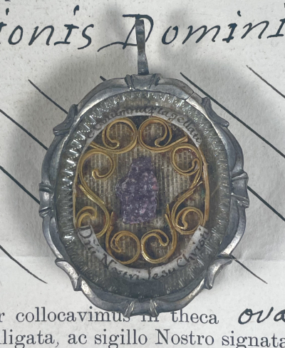 1910 Documented reliquary with Passion relic from the Column of Flagellation of Jesus Christ