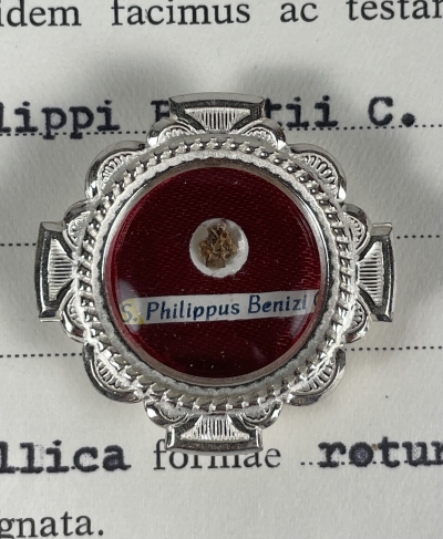 1986 Documented reliquary theca with relic of St. Philip Benitius O.S.M.