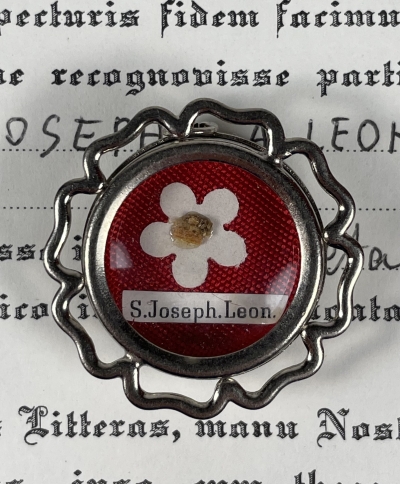 1974 Documented reliquary theca with relic of St. Joseph (Giuseppe) of Leonessa, O.F.M. Cap.