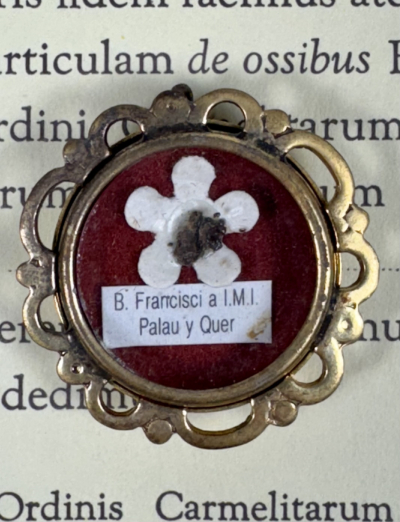 1988 Documented theca with relic of Blessed Francis of Jesus, Mary Joseph Palau y Quer