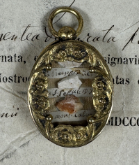1857 Documented reliquary theca with 3 relics of Christ: Manger, Sepulcher &amp; Mount Cavalry