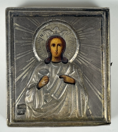 Small Russian Icon - St. Great Martyr Barbara in silver cover