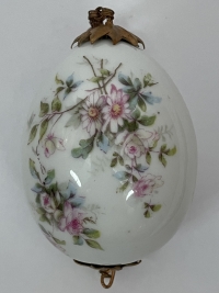 Small Russian Imperial porcelain hanging Easter Egg with flowers
