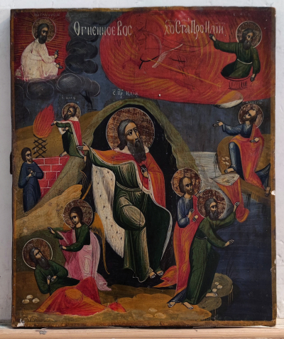 Russian Icon - The Fiery Ascension of Prophet Elijah