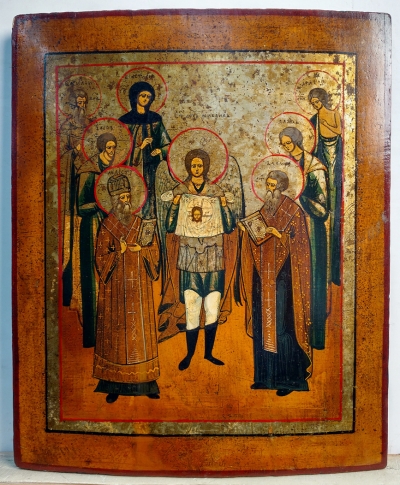 Russian Icon - Miracle of St. Michael Archangel with Saints Flaurus and Lorus