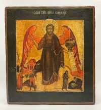 17-century Fine Russian Icon - St. John the Baptist (Forerunner), Angel of the Desert