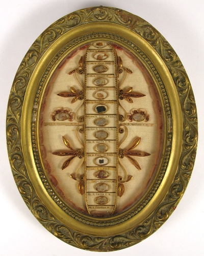 Frame Reliquary with relics of 13 Saints: St Francis of Assisi, St Aloysius of Gonzaga, St Stephen, St Ursula, St Agnes, &amp; others