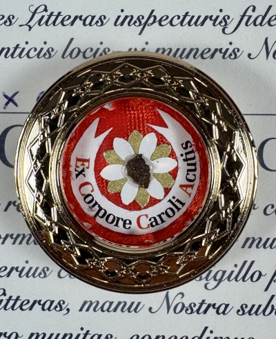 Documented reliquary theca with bodily relics of Blessed Carlo Acutis