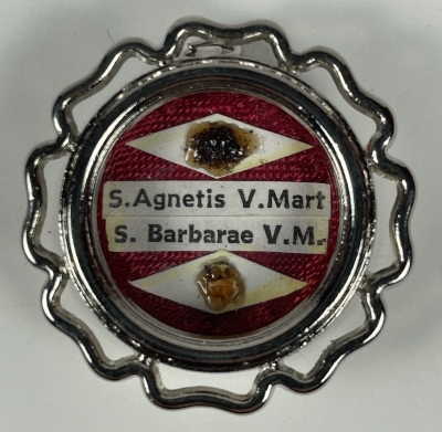 Vatican Reliquary theca with relics of 2 Martyr Saints: Saint Agnese of Rome &amp; Saint Barbara