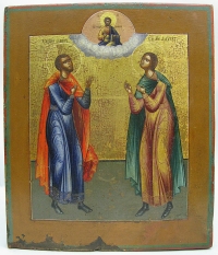 Russian Icon - Saints Florus and Laurus, Holy Patrons of Horses