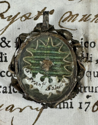 1764 Vatican documented reliquary theca with relic of St. Francis de Sales, CO OM OFM Cap.