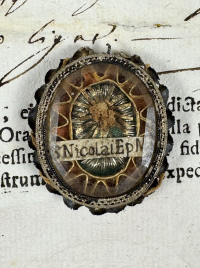 1783 Vatican-documented reliquary theca with relics of Saint Nicholas of Bari, Wonderworker of Myra