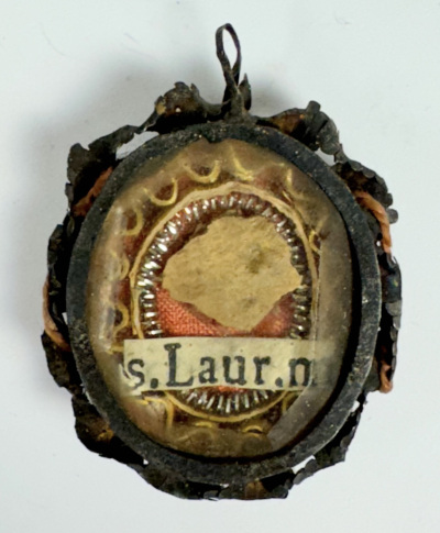 Reliquary theca with relic of St. Laurence (Lawrence) of Rome, Deacon &amp; Martyr