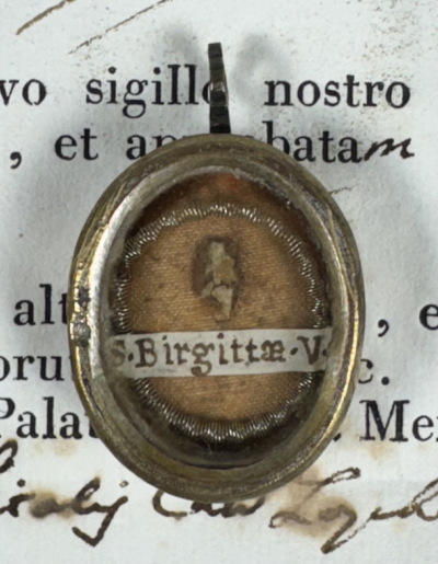 1821 Documented reliquary theca with relics of St. Brigid of Kildare, Patron Saint of Ireland