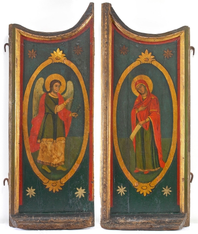 18c Greek Royal Doors of Iconostasis with a Scene of the Annunciation