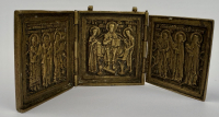 Russian Folding Travel Skladen Icon of Orthodox Deisis with Saints